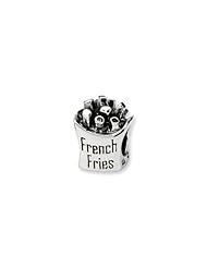 French Fries Charm in Silver for 3mm Charm Bracelets
