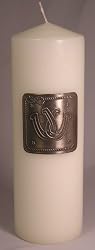Western Unity Pillar Candle with Silver Plate, Ivory