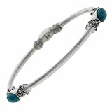 Sterling Silver Blue Reconstituted Turquoise Stone Bali Beaded Bangle