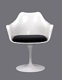 Saarinen Style Tulip Arm Chair in Black - Ships in 24 Hours with Money Back Guarantee!