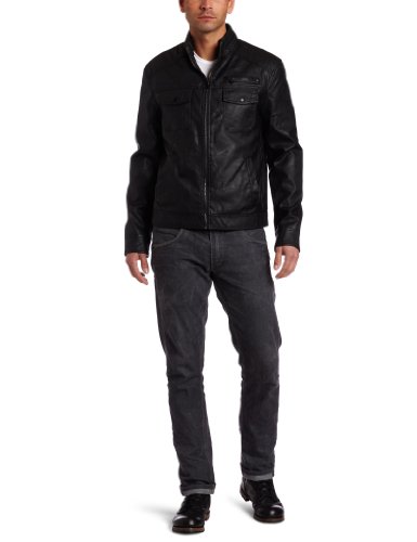 Kenneth Cole Reaction Men’s Moto Jacket, Black, Small