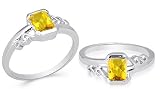 Radiant Cut Citrine Ring Sterling Silver