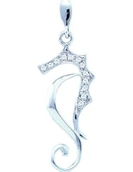 10KT White Gold 0.05 CTW Diamond SEA HORSE Pendant