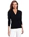 Jones New York Women's Long Sleeve Faux Wrap Shirt With Button Detail