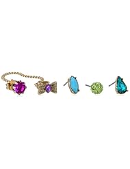 Betsey Johnson "Carnival" Bow and Crystal 5-Stud Earrings Jewelry Set