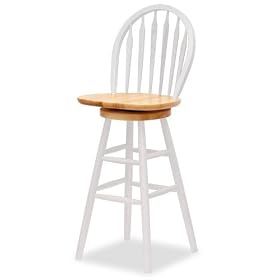 Winsome 53630 Natural and White Beechwood BAR STOOL WINDSOR 30 Inch ARROW BACK SWIVEL SEAT by Canon