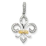 14k Two-tone Diamond Fleur De Lis Pendant Diamond quality A (I2 clarity, I-J color)