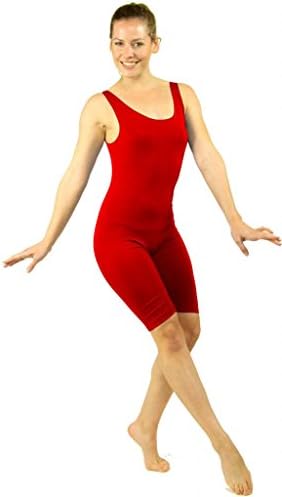 Stretch is Comfort Women's Dance Workout Tank Unitard BIKETARD Red Large