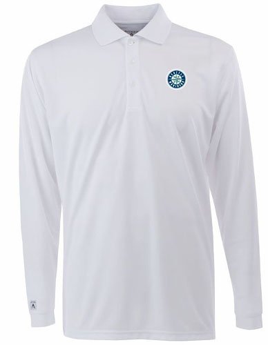 Seattle Mariners Long Sleeve Polo Shirt (White) - Large