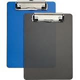 Staples&reg; Plastic Memo Clipboards, Black & Blue, 2/Pack, 6" x 9", 2/Pack