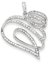 1/2 Carat Diamond Swirling Heart Pendant in 14k White Gold - 24mm