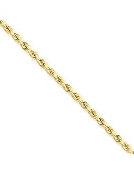 2.5mm, 14 Karat Gold, Diamond-Cut Rope Chain - 8 inch