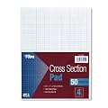 Tops Section Pads, 4 Squares, Quadrille Rule, Letter Size (8.5 x 11), White, 50 Sheets per Pad (35041)