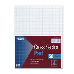 Tops Section Pads - 4 Squares - Quadrille Rule - Letter Size (8.5 x 11) - White - 50 Sheets per Pad (35041) Image Tops Section Pads - 4 Squares - Quadrille Rule - Letter Size (8.5 x 11) - White - 50 Sheets per Pad (35041)