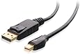 Cable Matters&reg; Gold Plated Mini DisplayPort (Thunderbolt&trade; Port Compatible) to DisplayPort Cable in Black 6 Feet - 4K Resolution Ready