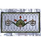 Meyda 26W X 14H Tulip & Fleurs Window - Model 68019 Stained Glass