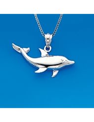 Sterling Silver Dolphin Necklace Pendant with Box Chain