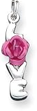 LOVE in Writing And Rose Enameled Charm, Sterling Silver