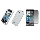 EMPIRE White Silicone Skin Case Cover + Screen Protector for AT&T HTC Frees ....
