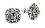 Domed Square Marcasite Post Earrings