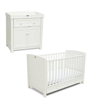 Silver Cross Nostalgia Roomset - Cotbed and Dresser - White