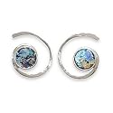 Spiral Design Post Earrings with Ancient Roman Glass