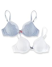 2 Pack Angel Cotton Rich Marl Spotted Underwired Bras