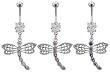 DANGLING DRAGONFLY WITH GEM SPINE BELLY RING BNADFL15AM- AMETHYST
