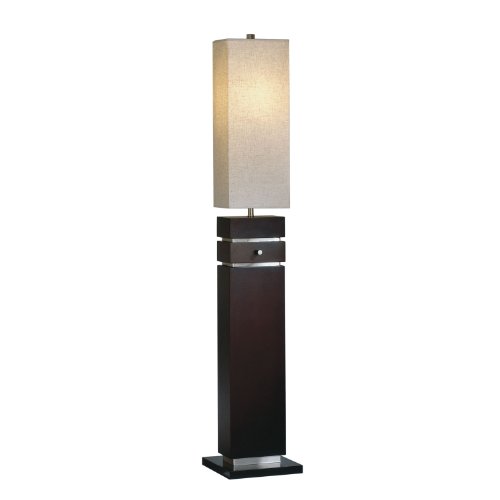 Nova Lighting 1474 Waterfall Floor Lamp Dark Brown Wood and Brushed Nickel with Oatmeal Shade