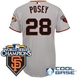 San Francisco Giants Authentic Buster Posey Road Jersey w/2010 World Series Champions Patch