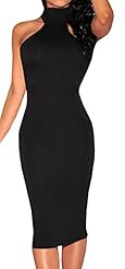 Turtleneck Polyester/Spandex Bandage Dress/Bodycon Dress/Midi Dress 