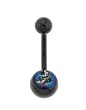 Genuine Ed Hardy Anodized Black Belly Ring - Wolf with Hat Logo - 14 Gauge - 5mm & 8mm Balls - Sold Individually