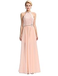 Beaded Lace Backless Sequined Floor Length Full Length Thigh Length Chiffon/Satin Halter Prom Dress/Maxi Dress 