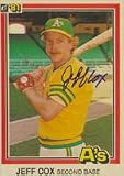 Jeff Cox, Oakland Athletics Autographed Card