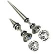 Stainless Steel Fake Expander with Clear CZ - Long Design - Sold as a Pair