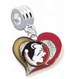 Florida State Seminoles FSU Swirl Heart Charm with Connector - Universal Slide On Charm - "Classic & Original Style" - Fits: Pandora, Troll, Biagi & More! Perfect For Custom Bracelets, Necklaces and DIY Jewelry