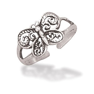 Oxidized Butterfly Toe Ring