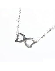Sterling Silver 16" + 2" Extension Infinity Figure 8 Heart-Designed Necklace