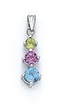 Sterling Silver 3-Stone Multi-Gem Pendant