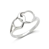 Double Hearts Sterling Silver Love and Devotion Interlocking Heart Ring Size 7(Sizes 4,5,6,7,8,9,10)
