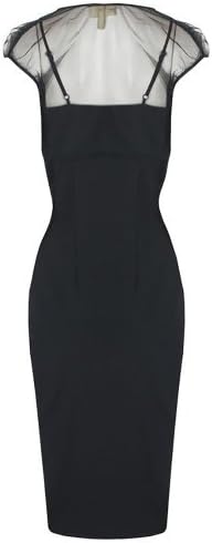 Lindy Bop 'Pandora' Glamourous Vintage 1950's Style Black Pencil Wiggle Dress (XS)