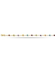 14K Yellow Gold Colored Stones Ladies Anklet (10 Inches)