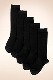 5 Pairs of Cotton Rich Picot Trim Knee High School Socks