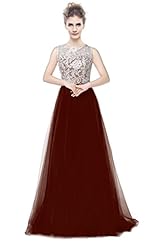 Sleeveless  Tulle Lace Jeweled Applique  Ball Gown Evening Dress 