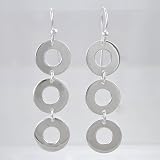 Sterling Silver Triple Circle Dangle Earrings in Sterling Silver, #9446