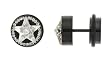 Black Anodized Stainless Steel Fake Plugs with CZs Surrounding Star Crystal Design - 16g Wire - 11mm - Sold as a Pair