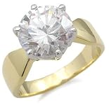 BIG 14K Gold Plated 4.38 Carats CZ Engagement Ring