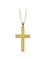 14K Yellow Gold 18 x 12 MM Cross Pendant with Chain