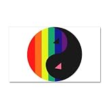 38.5 x24.5 Wall Vinyl Sticker Gay Pride Flag Yin Yang