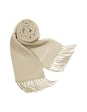 Valentino Signature Solid Fringed Wool Long Scarf Beige